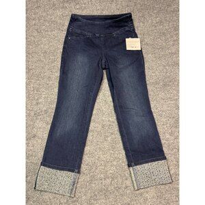 Belle By Kim Gravel  womens 2P Dark Wash Denim Pants With Embellished Cuff